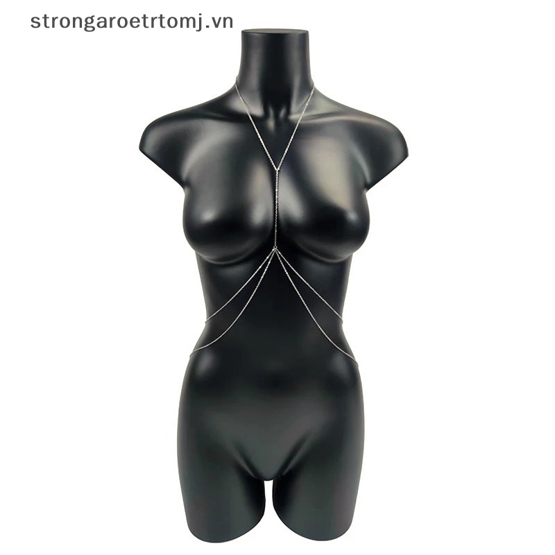 Strongaroetrtomj sexy chest chain bikini female body belly chains for women cross waist chains.