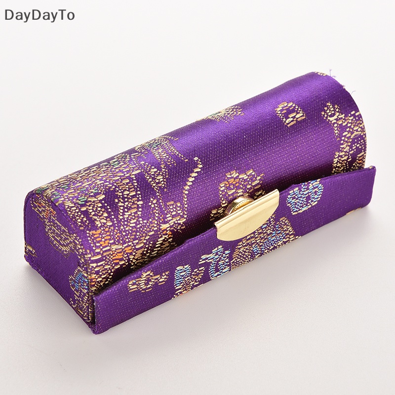 Daydayto hot retro gấm thêu hoa thiết kế hộp đựng môi có gương.