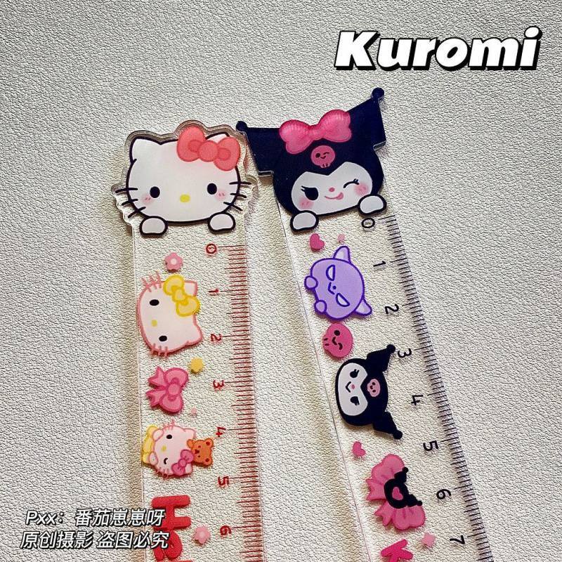 Sanrio melody kuromi cinnamoroll dễ thương thước 15cm hellokitty acrylic thước trong suốt quà tặng văn phòng phẩm cho học sinh