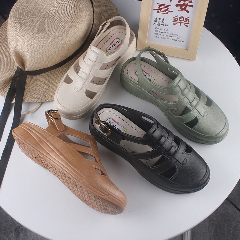 GUDETU❤Xăng đan Bít Mũi Đế Bằng Màu Trơn Thời Trang Thường Ngày Mới Cho Nữ