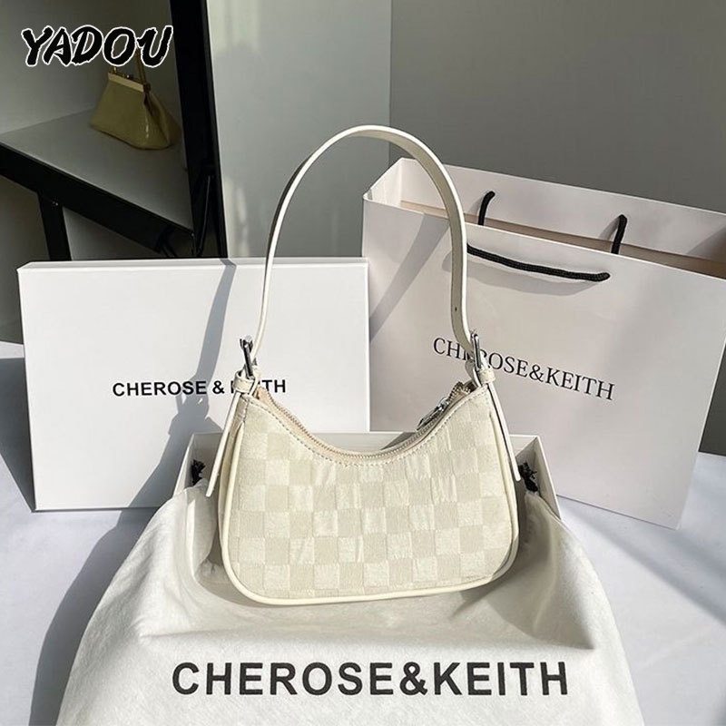 Yadou cream crescent bag dành cho nữ mùa thu và mùa đông high-quality baguette shoulder bag túi đeo nách