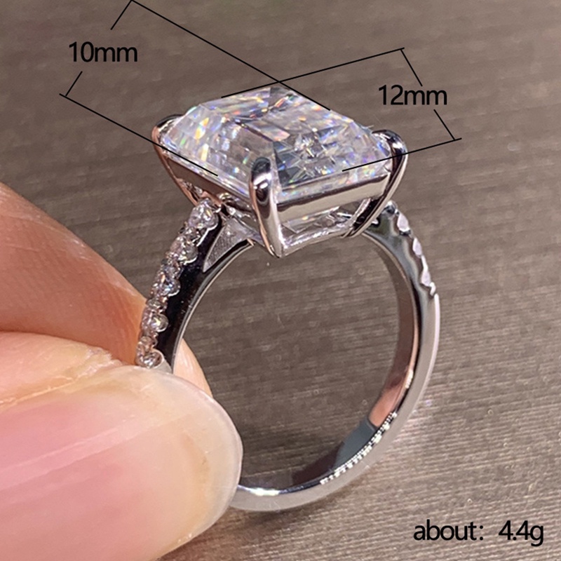 Diamd Nhẫn Cưới Đính Đá Zircon Hình Vuông Lấp Lánh Sang Trọng Cho Nữ