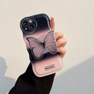 Iphone black purple smudge butterfly stand anti-drop phone case for 7 7plus 8 8plus xs xr 11 12 13 14 pro plus promax
