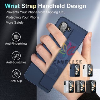 Business stretch đàn hồi dây đeo cổ tay cứng pc matte vỏ điện thoại samsung galaxy z fold 5z fold 4 z fold 3 wrist strap clear case case anti-falling back cover fold5 fold4 fold3