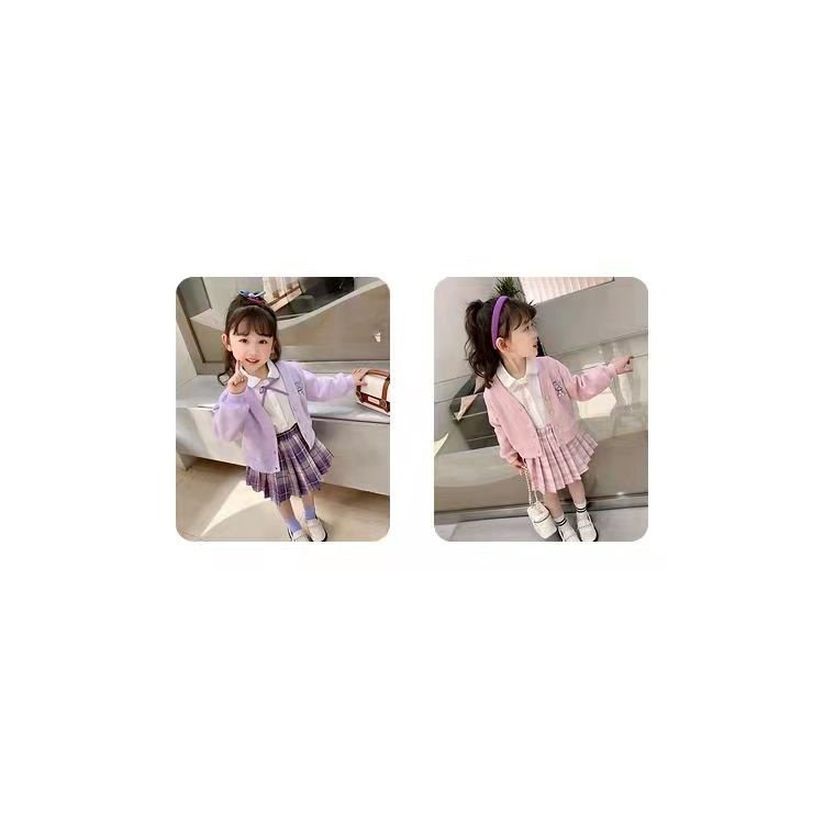 Three-piece suit fashion jacket shirt dệt kim two-piece suit cardigan pleated skirt preppy style girl suit spring style 2022 ca07