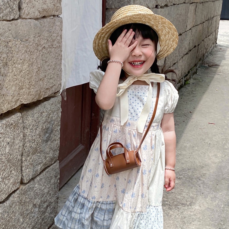 Túi trẻ em phong cách mới thời trang túi xách retro thời trang cô gái đơn giản túi messenger trẻ em ví tiền xu bằng da