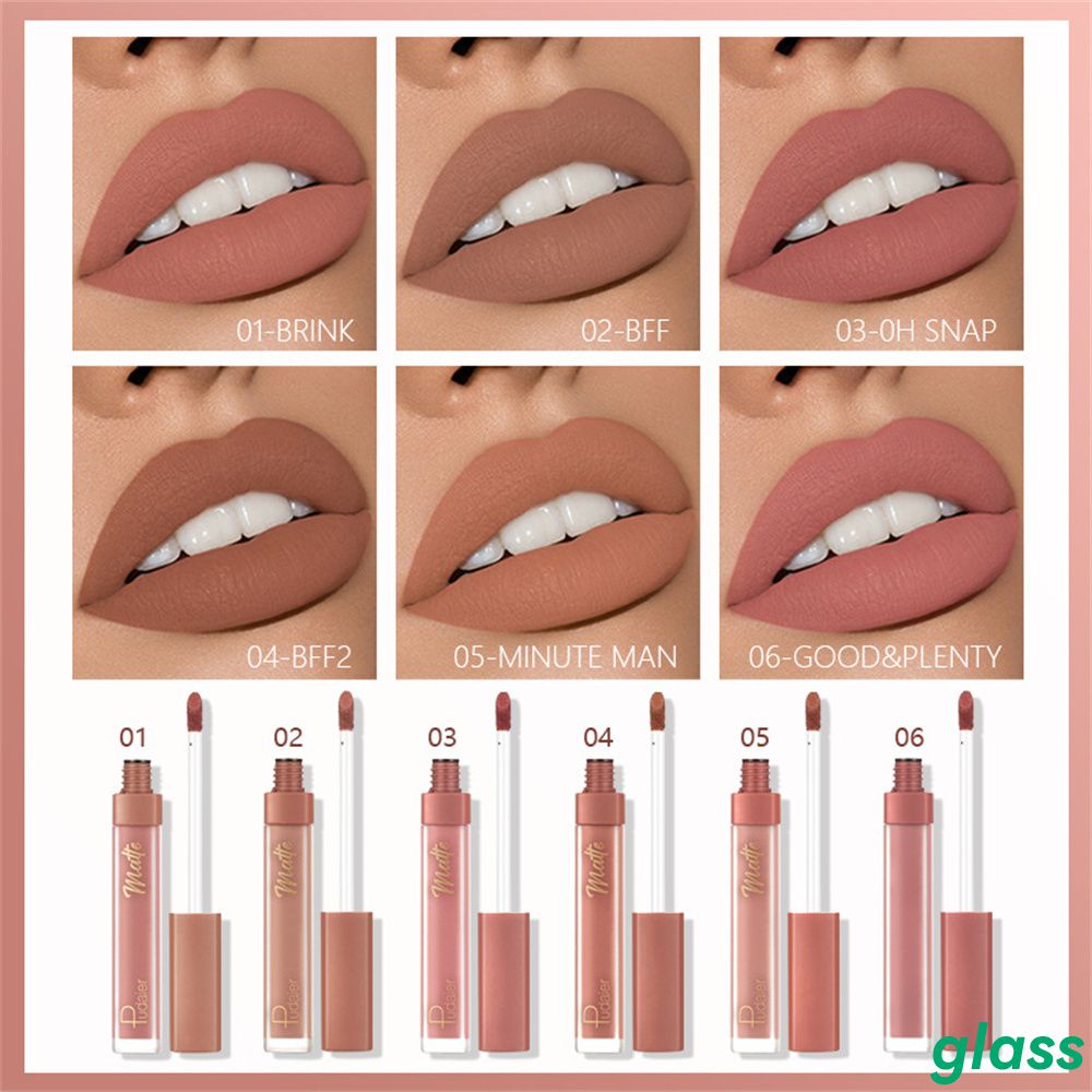 Pudaier lip gloss high gloss moisturizing red lip tint lipstick makeup longlasting color non-stick cup lip gloss 12 màu