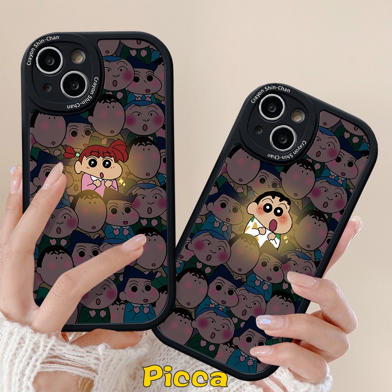 Cặp đôi ốp lưng mềm tương thích cho iphone 11 12 pro max 8 7 6 6s plus se 2020 x xs max 13 14 7plus xr phim hoạt hình dễ thương bút chì màu shin-chan fashion girl boy ốp lưng tpu mềm chống sốc