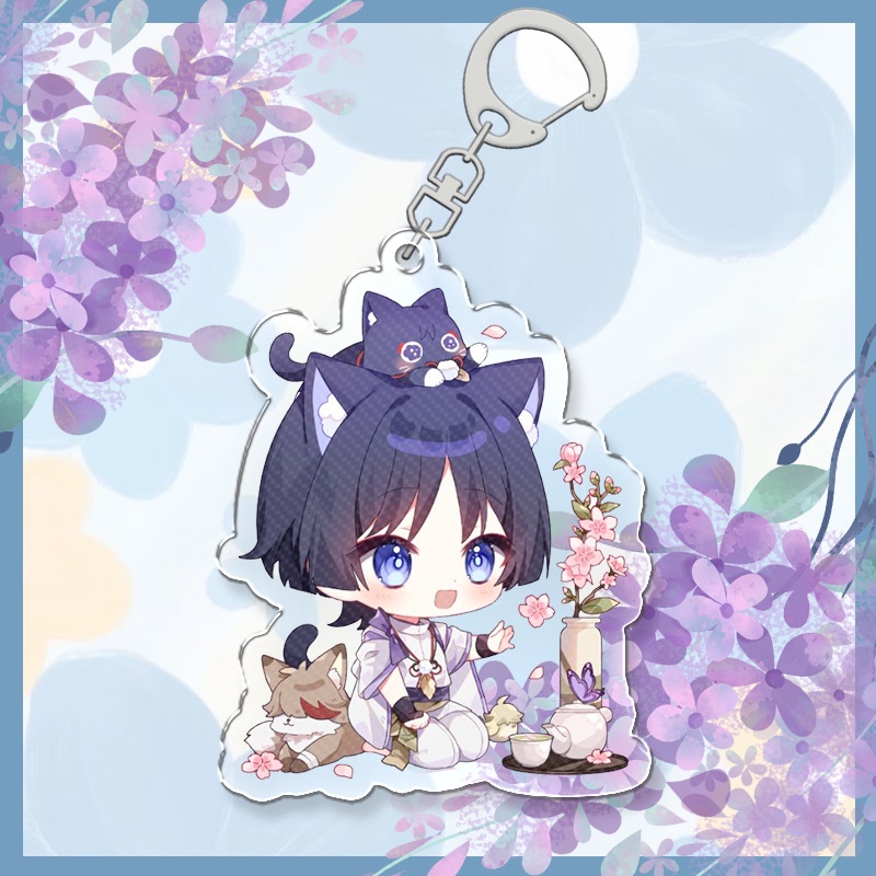 Ere1 genshin impact keychain anime keyring acrylic túi dễ thương mặt dây chuyền phim hoạt hình wanderer mèo dễ thương quà tặng móc chìa khóa