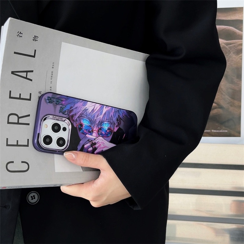 Color-plated jujutsu kaisen gojo satoru anime cartoon phone case cho iphone 11 14 13 12 pro max cover