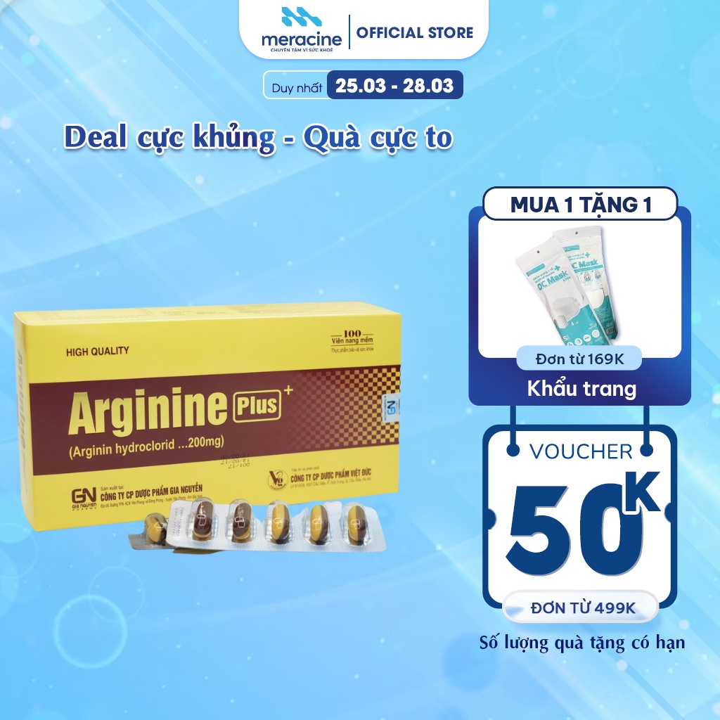 Thực phẩm bảo vệ sức khoẻ Arginine Plus giúp bổ gan, giải độc gan, bảo vệ gan, hộp 100 viên