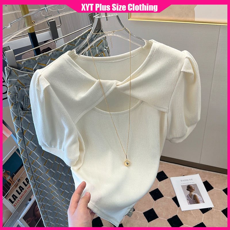 Áo Thun Mùa Hè Tay Ngắn Bồng Màu Xanh Lá Dễ Thương Xinh Xắn Cho Nữ Có Size M-4XL 40-100kg Thời Trang 2023