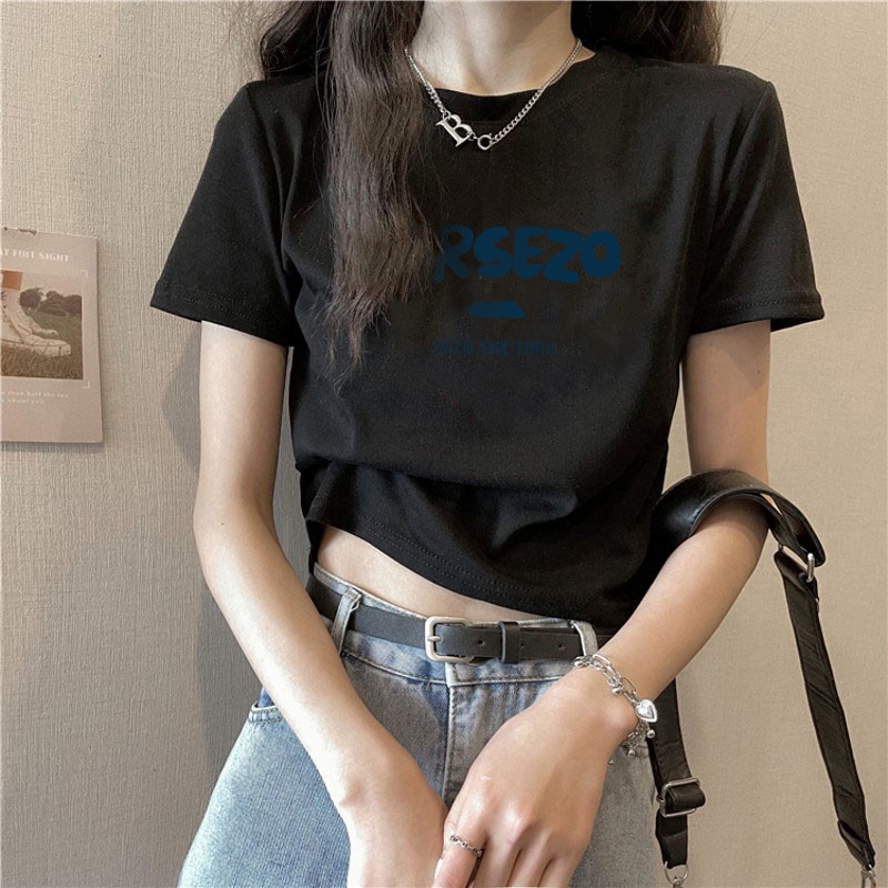 Xiaozhainv Áo Thun Croptop Tay Ngắn Cổ Tròn In Họa Tiết Phong Cách Hàn Quốc Cho Nữ | BigBuy360 - bigbuy360.vn