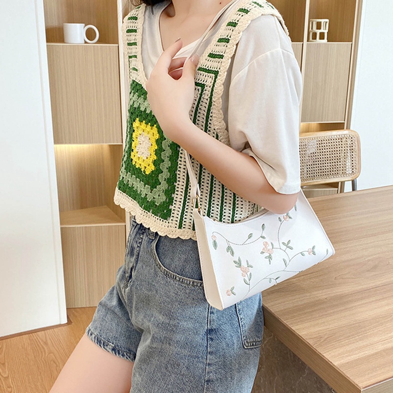 Túi Xách Da PU Mềm Phối Ren Hoa Thời Trang Cho Nữ