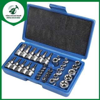 Bộ khẩu e và tuýp hoa thị 34 chi tiết 2 trong 1