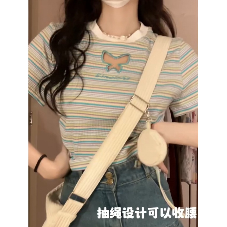 Cô Gái Nóng Bỏng Phải mua! Áo Thun Tay Ngắn Hở Vai Eo Cao Phong Cách Hàn Quốc Thời Trang Cho Nữ
