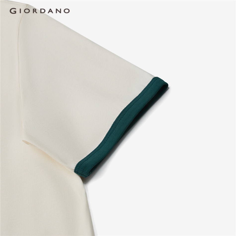 GIORDANO WOMEN Flower crochet contrast color cotton tee 05323434