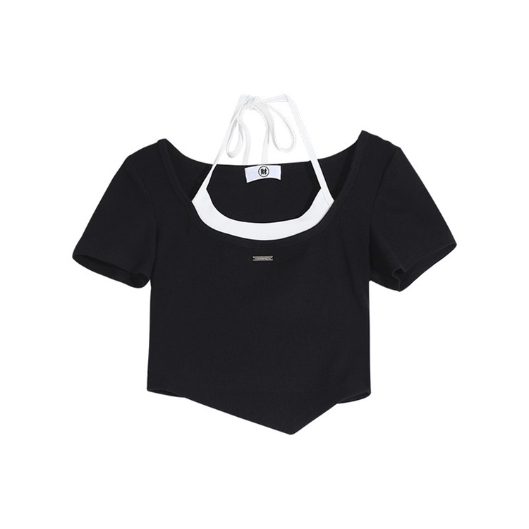 Áo Thun Tay Ngắn Dáng Ôm Màu Trơn Đơn Giản Thời Trang Mùa Hè Phong Cách Hàn Quốc Cho Nữ