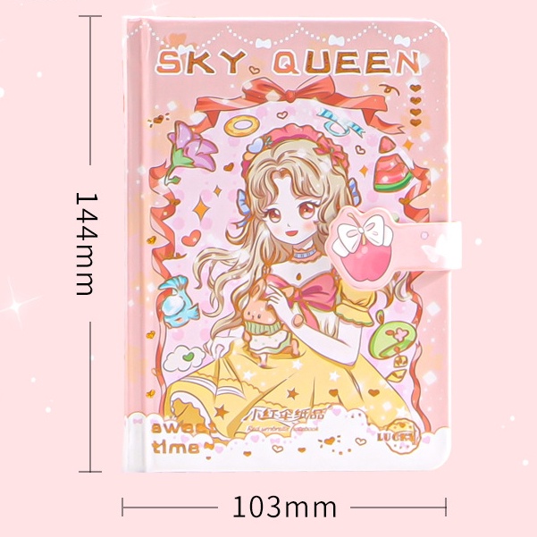 Sổ Tay Khổ A6 64k Có Khóa Nam Châm Màu Sắc Xinh Xắn