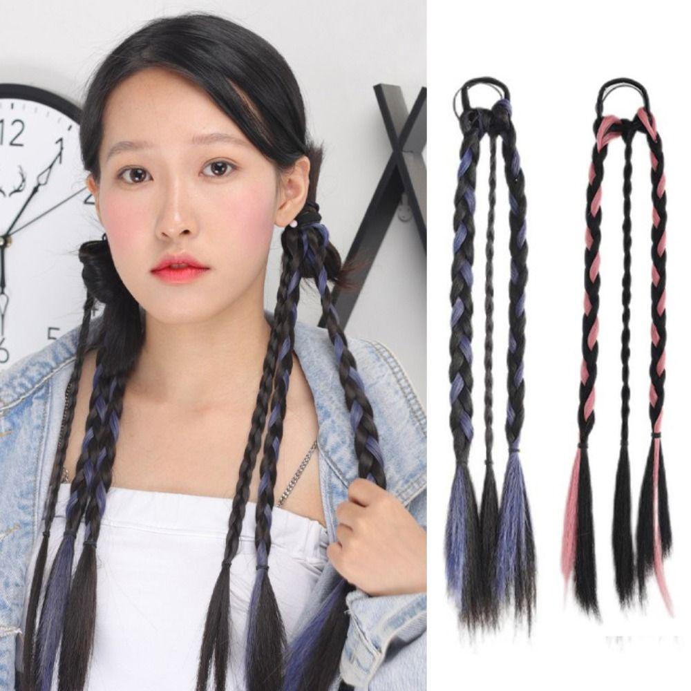 Wmes15h Tóc Giả Thắt Bím Màu Xanh Dương Nóng Bỏng Chịu Nhiệt Sợi Dreadlock Dành Cho Bạn Nữ Tóc Đuôi Ngựa