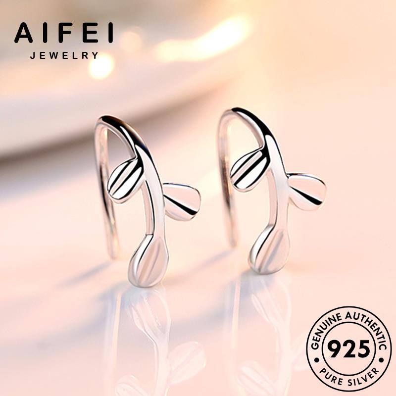 AIFEI JEWELRY hàn tươi lá thời xỏ sức khuyên nữ tròn 925 quốc bản bông kiện nhỏ bạc phụ thật nguyên trang Thời tua tai vành E586