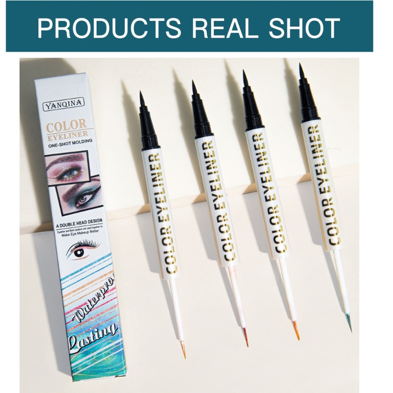 1 Bút Kẻ Mắt Dạng Lỏng Ánh Nhũ Lấp Lánh Hai Màu Sắc Thời Trang
