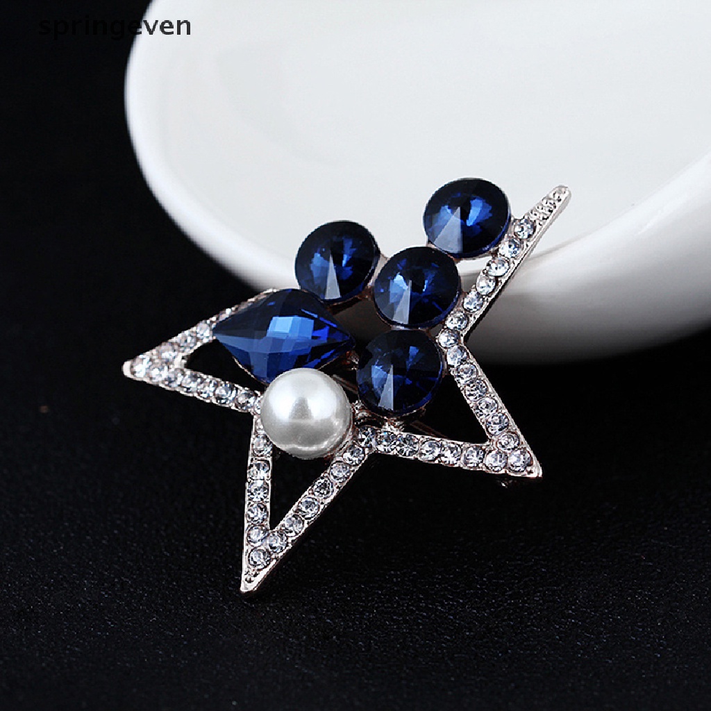 Ghim Cài Áo Hình Ngôi Sao Đính Ngọc Trai Pha Lê Lấp Lánh Thời Trang Cho Nữ