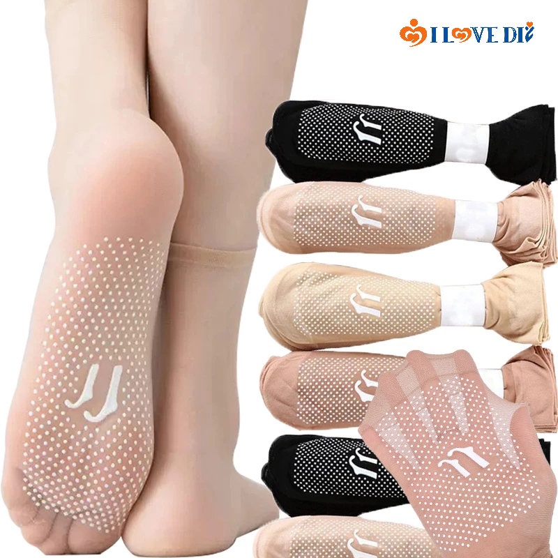 Vớ Lụa Pha Lê Trong Suốt Siêu Mỏng Ống Ngắn Tới Mắt Cá Chân Chống Trượt Thoáng Khí