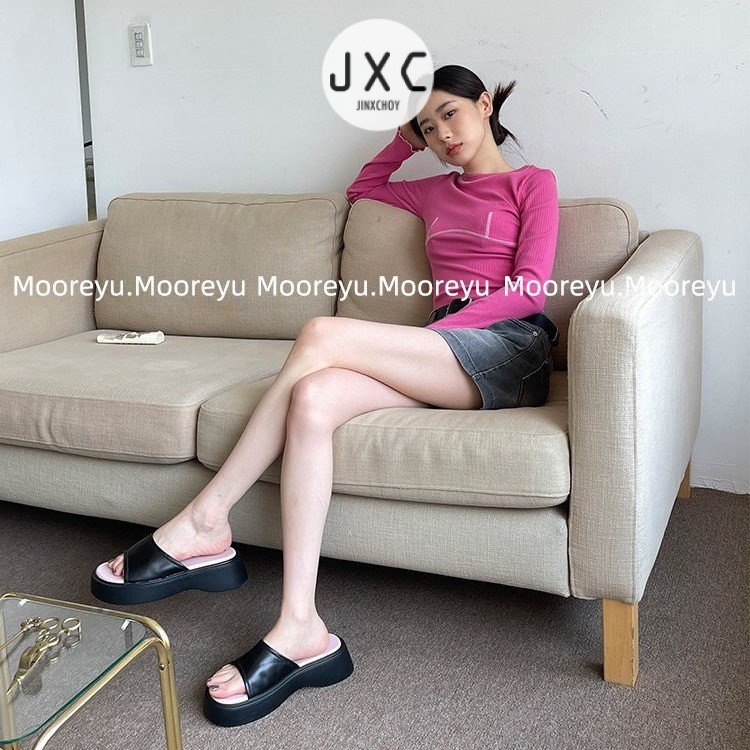 JINxCHOY Dép quai ngang đế dày mềm mại thoải mái thời trang mùa hè cao cấp cho nữ