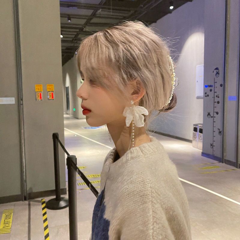 Bông Tai Bạc Dáng Dài Đính Ngọc Trai Phối Tua Rua Phong Cách Pháp Thời Trang Sang Trọng