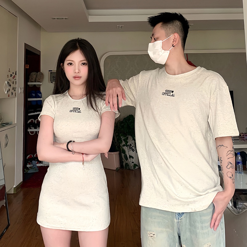 -Áo thun đôi 2023 mới cỡ lớn phong cách cặp đôi ngọt ngào mát mẻ hot girl áo gió nam nữ áo đôi