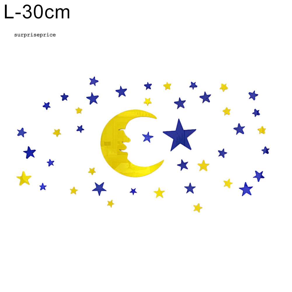 Decal dán tường Bằng Acrylic Với Họa Tiết 3D Hình Mặt Trăng Và Ngôi Sao Dùng Trang Trí Phòng Cho Trẻ