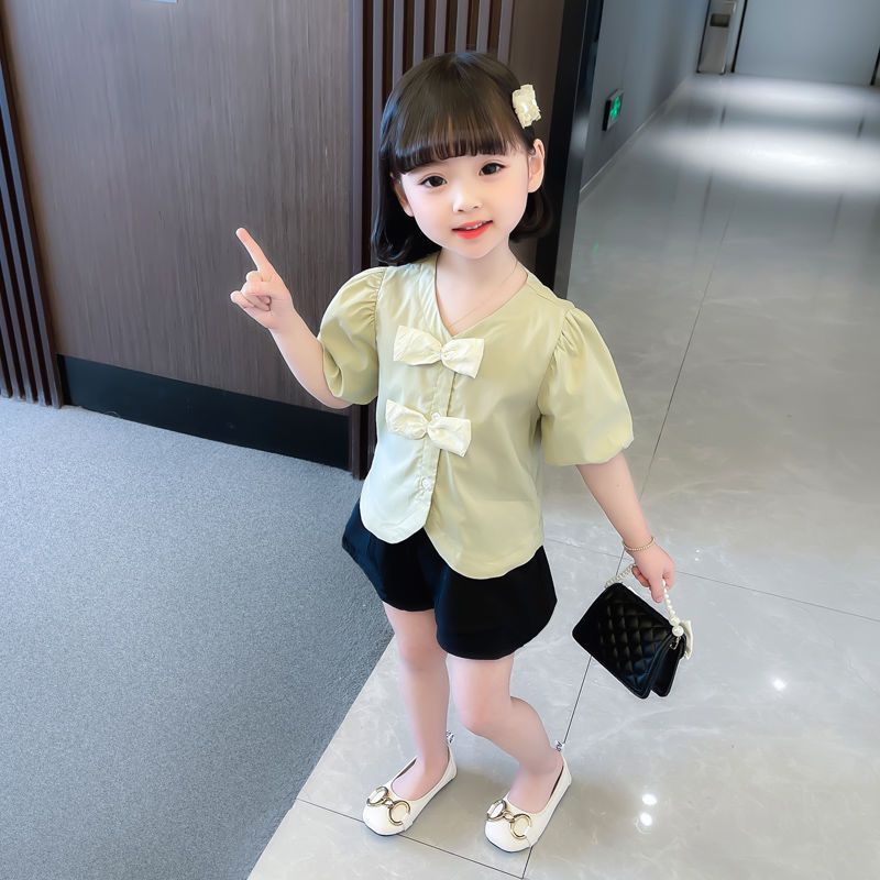 Set Đồ Mùa Hè 2 Món Gồm Áo Tay Cộc + Quần Ngắn Hợp Thời Trang Cho Bé Gái Từ 2 Đến 3-4 - 5-6 - 7-8 Tuổi