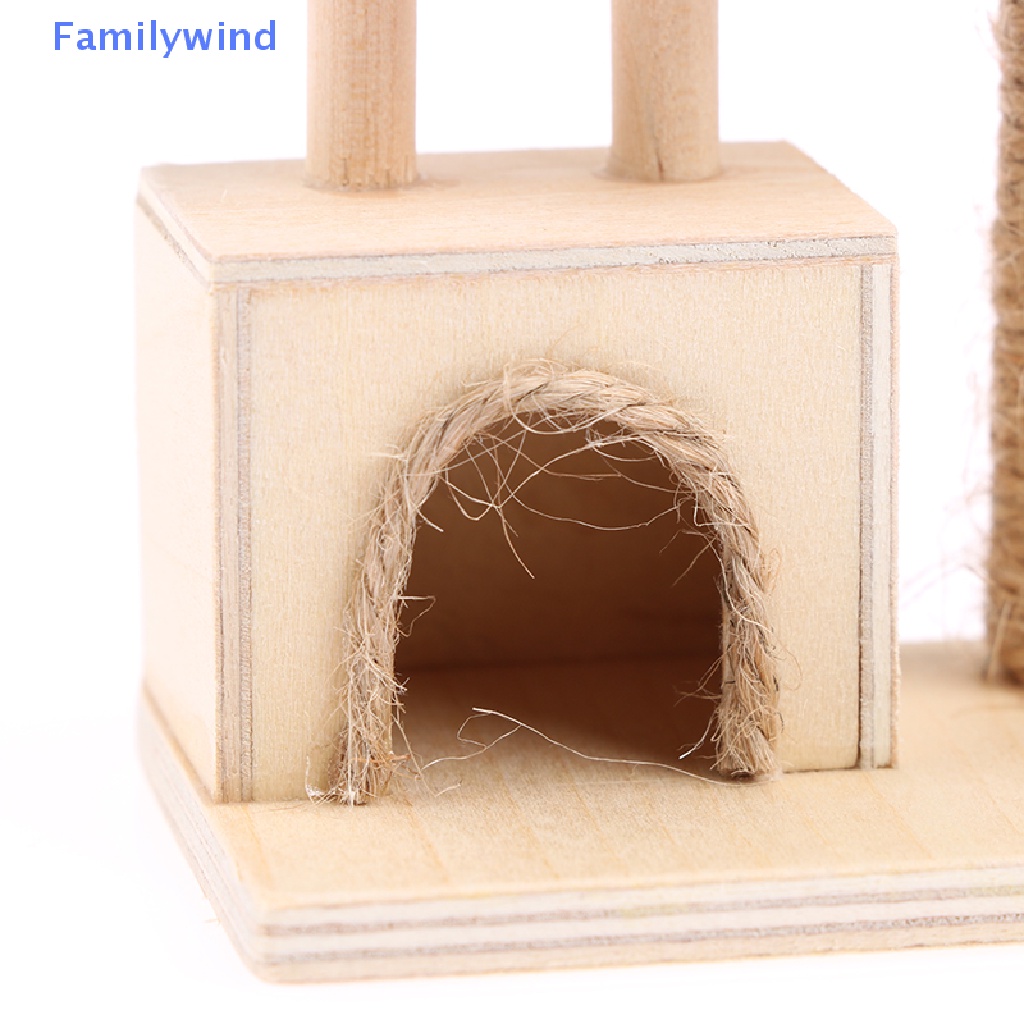 Mô Hình Chú Mèo Leo Trèo Bằng Gỗ Tỉ Lệ 1: 12 Trang Trí Nhà Búp Bê