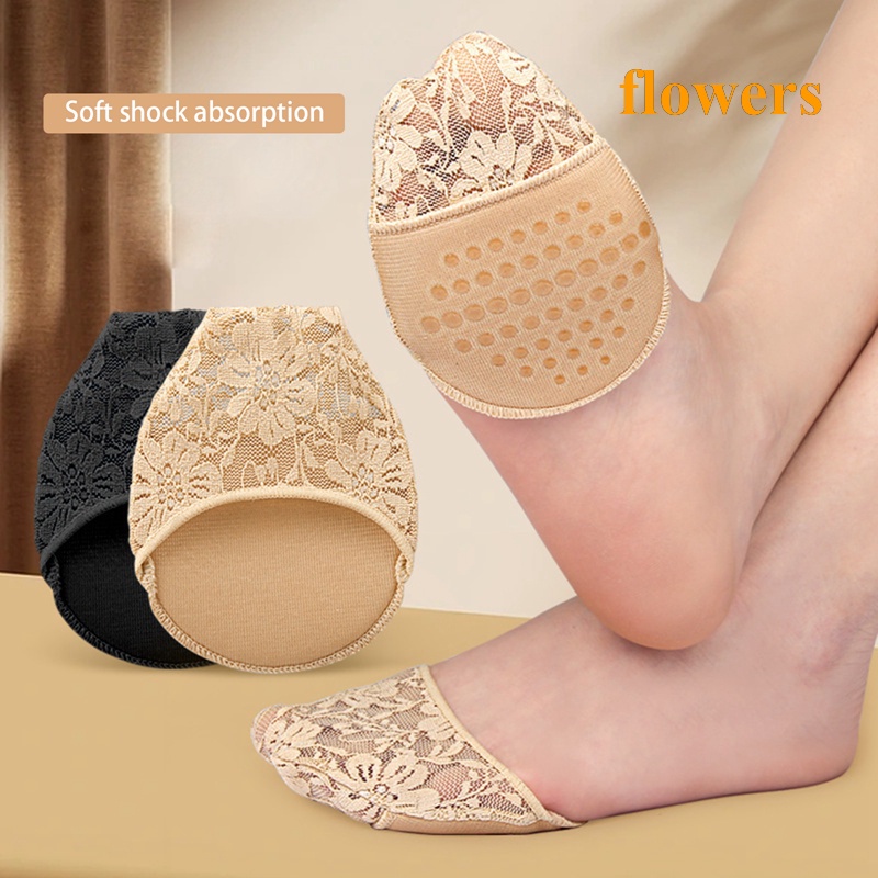 1 Cặp Đệm Bảo Vệ Ngón Chân Phối Ren Hoa Mềm Mại Chống Trượt Khi Mang Giày Cao Gót Sự Bảo Vệ
