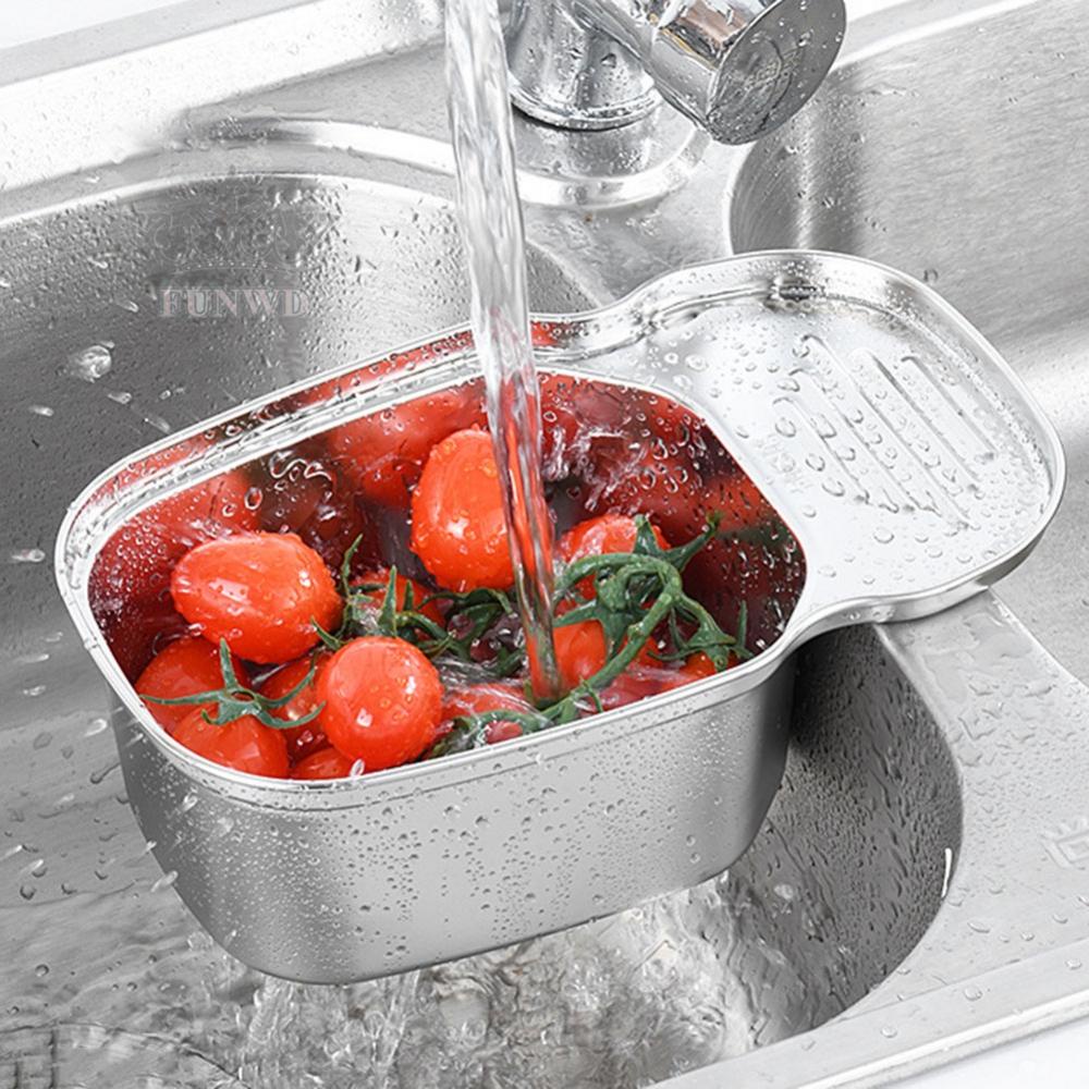 【FUNWD】Kitchen Sink Strainer Basket Stainless Steel Drain Holder Storage Rack Filter Brand New