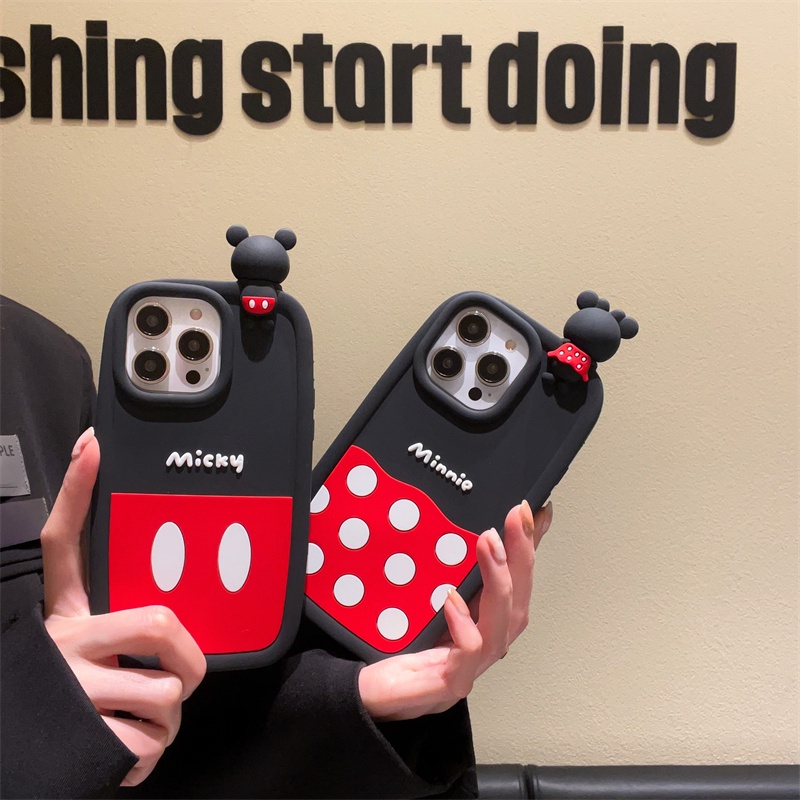 DISNEY Ốp Điện Thoại Silicon tpu Mềm Hình Mickey Minnie 3D Sáng Tạo Cho iPhone 14 13 12 11 Pro MAX 14 Plus