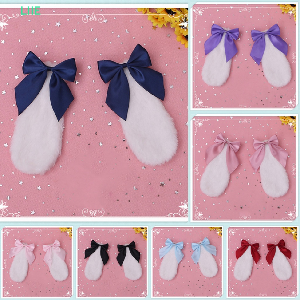 1 Cặp Kẹp Tóc Nơ Ruy Băng Hóa Trang Hình Tai Thỏ