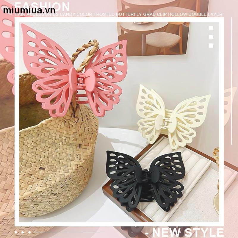 miumiuaKẹp tóc nữ hình bướm mờ Kẹp tóc đa năng hai lớp rỗng ruột