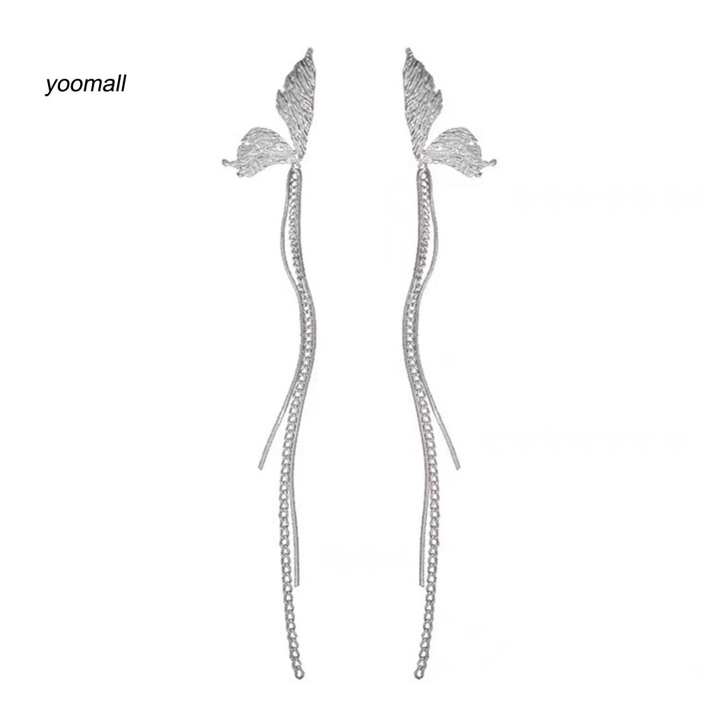 1 Đôi Bông Tai Dáng Dài Hình Bướm Đính Đá Thời Trang Công Sở