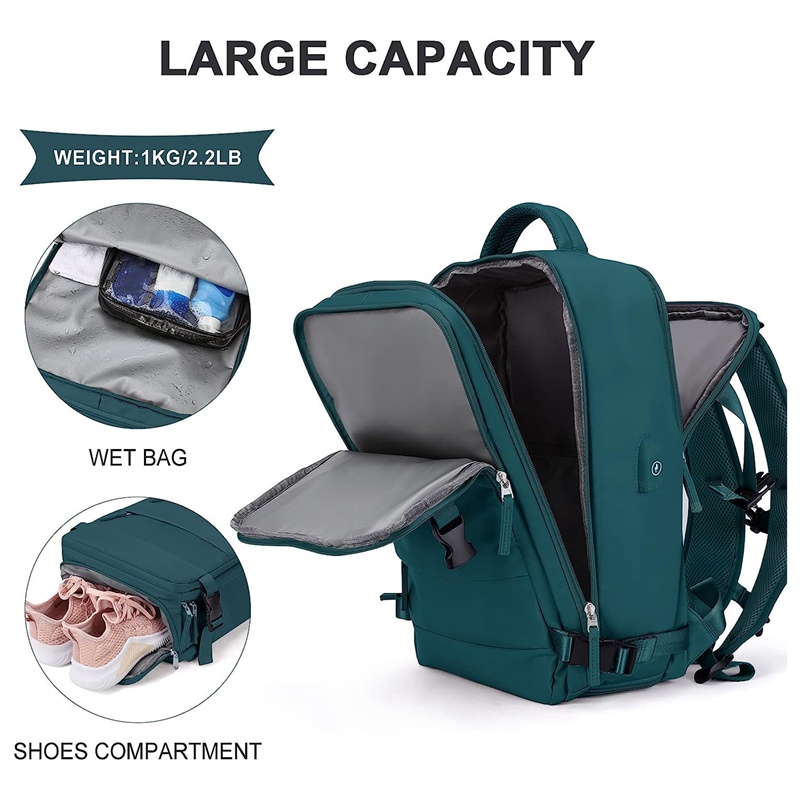 Ba Lô Thể Thao Bằng Polyester Chống Thấm Nước Kèm Cổng Sạc USB Tiện Dụng Cho Nữ