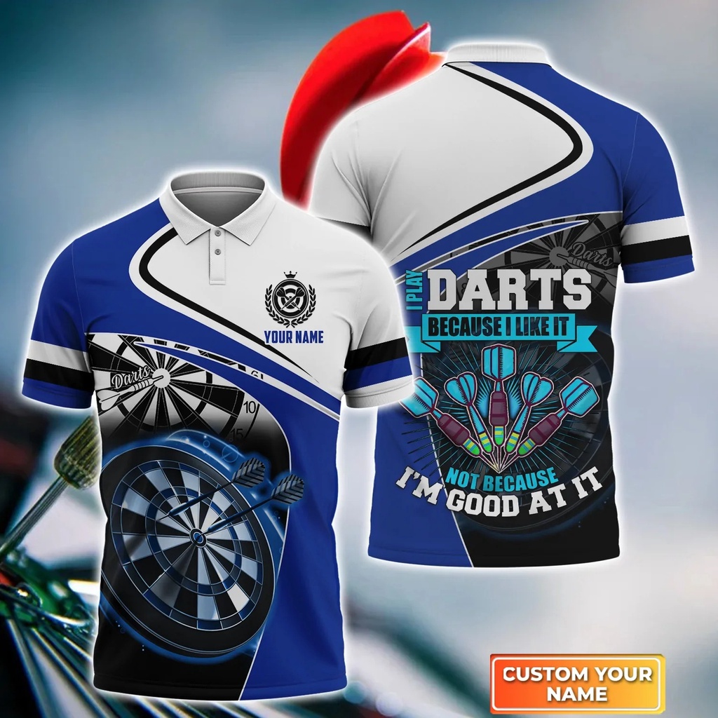 Born to Play Darts - Áo thun ngắn tay có tên tùy chỉnh, Polo Unisex in 3D, Darts Player cho mùa hè