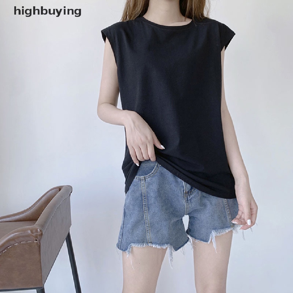 Áo Thun Sát Nách Cổ Tròn Dáng Rộng Màu Sắc Đơn Giản Cho Nữ