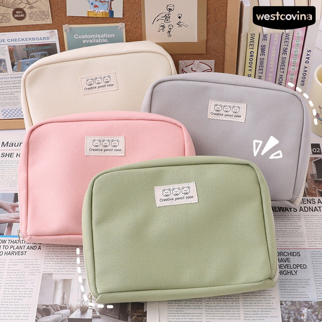 [COD]♪Túi Đựng Bút Chống Bụi Sức Chứa Lớn 90 Độ Có Khóa Kéo Tiện Dụng