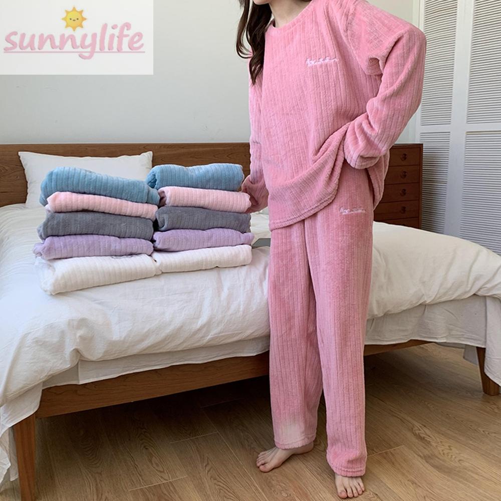 Bộ Đồ Ngủ Mềm Mại Áo + Quần Màu San Hô Hình Bán Nguyệt Mới
