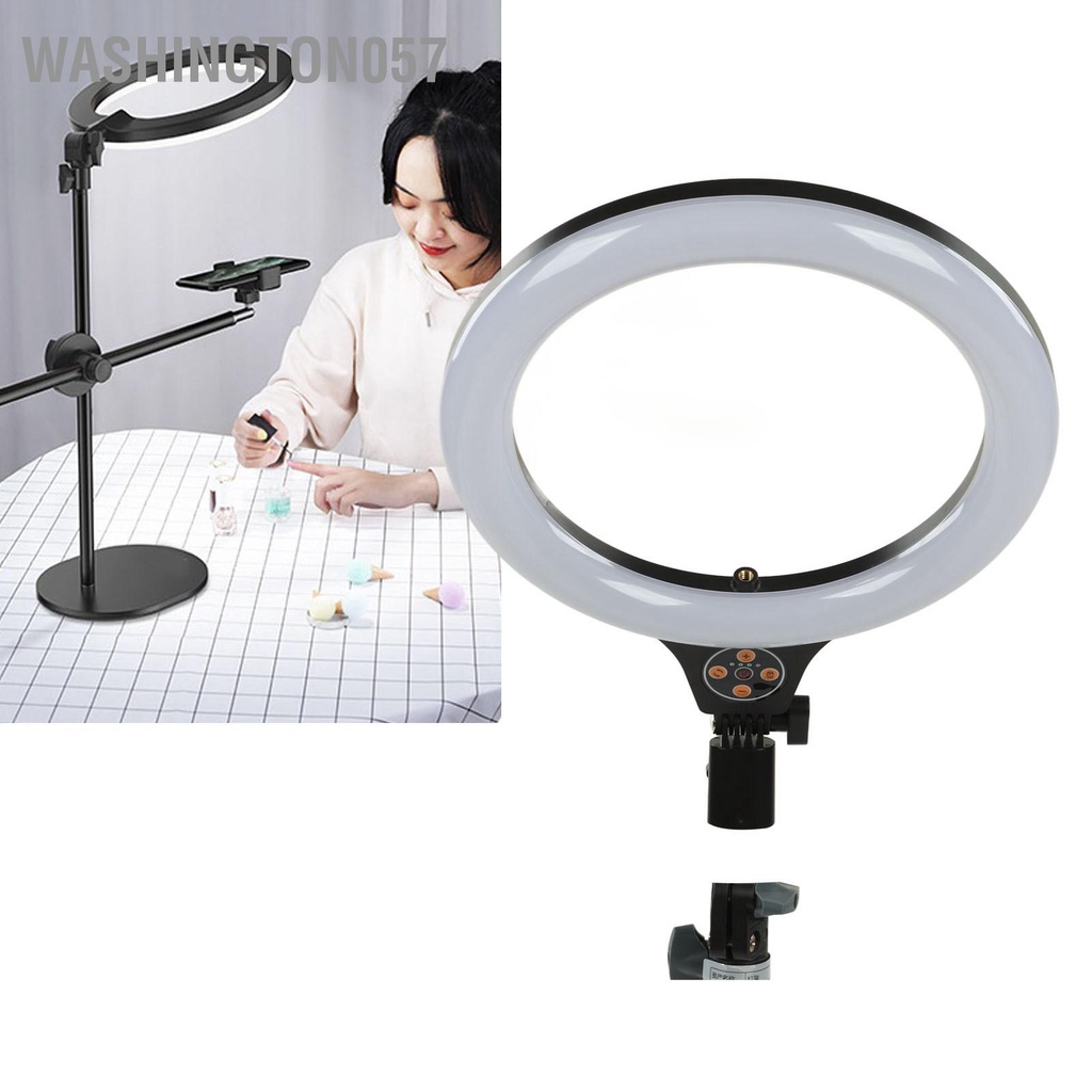 Washington057 Ring Light 26cm DIA High Brightness Timing LED Selfie Lamp Có thể điều chỉnh cho Camera gia đình
