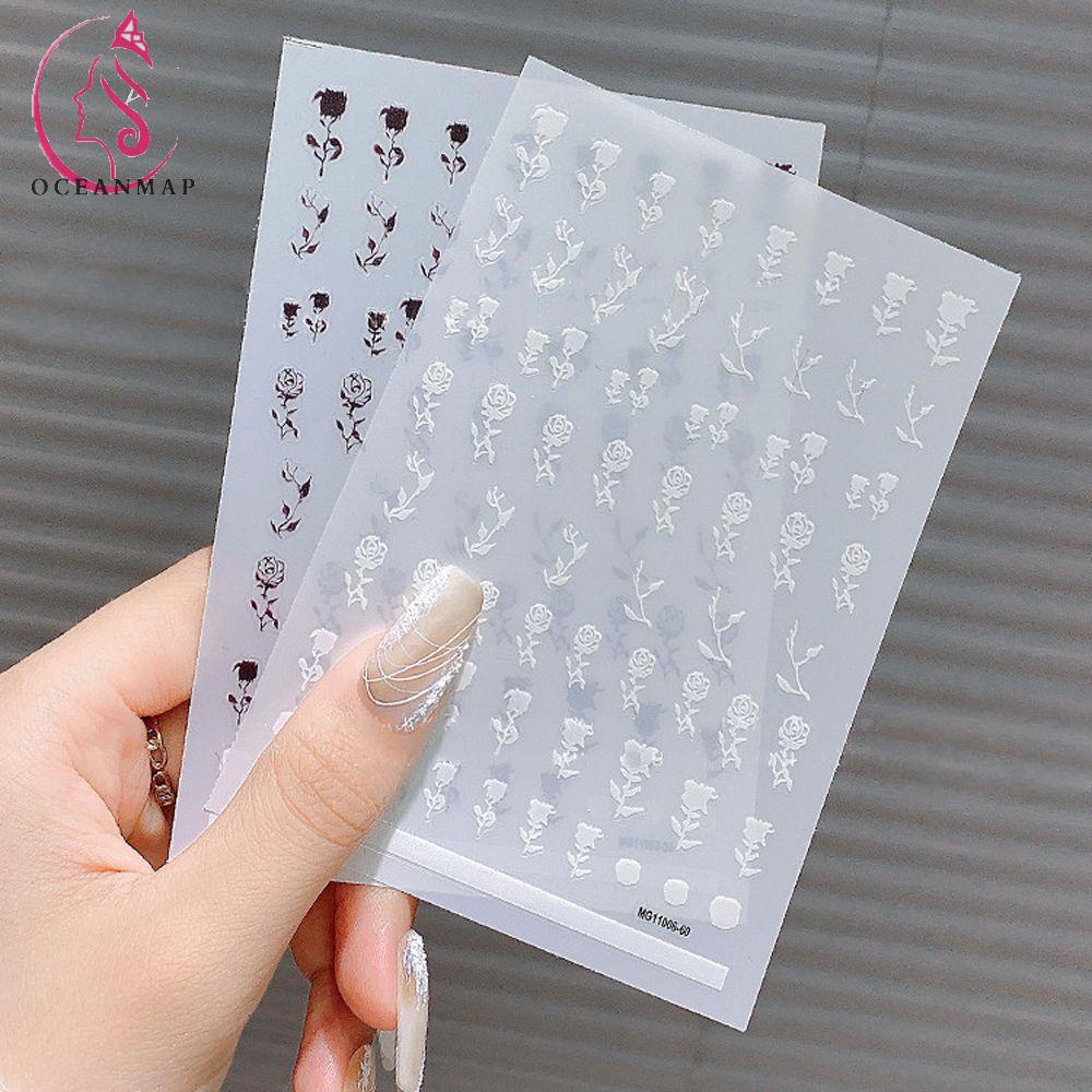 [Hàng mới về] Tờ miếng dán trang trí móng tay nghệ thuật thiết kế hoa hồng phong cách retro thời trang