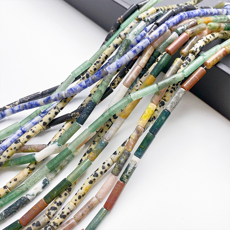 Vòng cổ vàng hạt charm Bộ 5 Hạt Đá Mã Não Tự Nhiên 4 * 13mm Tự Làm Vòng Tay / Dây Chuyền