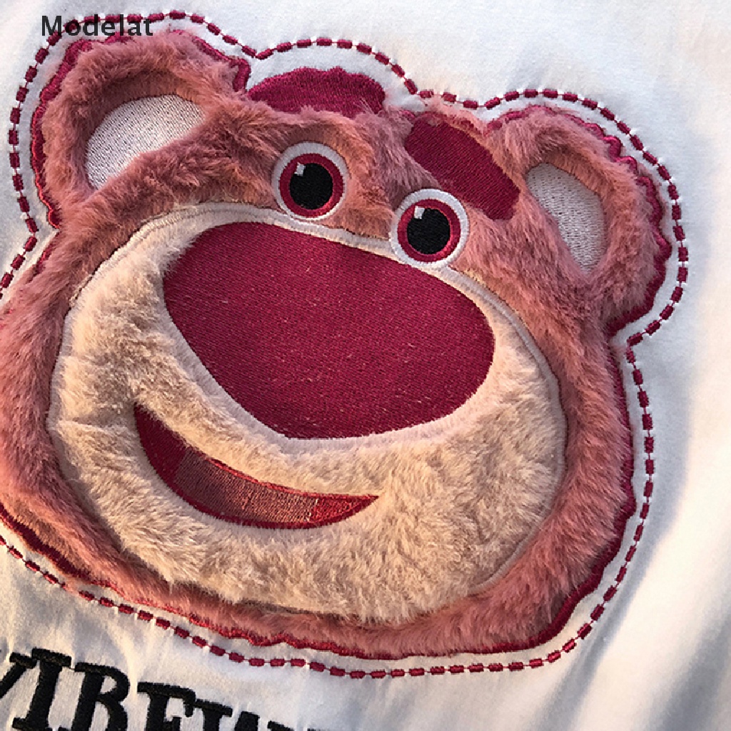 Áo Thun Nữ Ngắn Tay In Hình Gấu Và Dâu Tây Phong Cách Hàn Quốc Mới