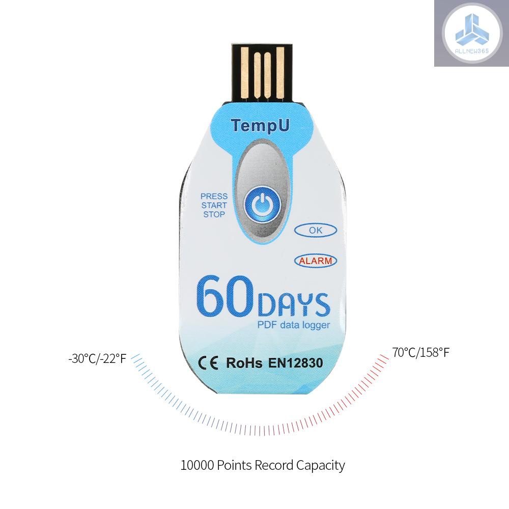 Waterproof USB 2.0 PDF Disposable Temperature Data Logger 60 Days Cold Chain Thermometer Recorder for Biological/Medicine Chemical Industry